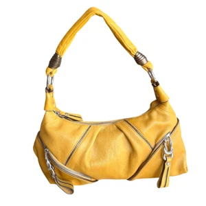 NEW B Makowsky genuine leather hobo shoulder bag mustard yellow boho western - Picture 1 of 15