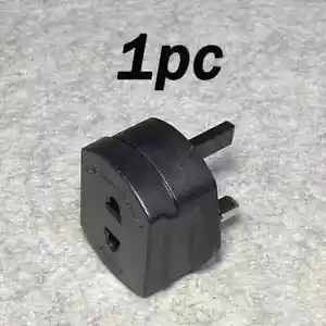 BLACK - shaver, toothbrush, US & EU to UK Plug Adapter, 2-Pin to 3-Pin with Fuse - Picture 1 of 10
