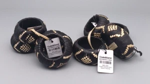Napkin Rings Crate & Barrel NEW Set of 8 Paano Napkin Rings Made In Rwanda - Picture 1 of 5