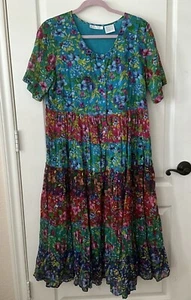 La Cera Floral Print Cotton Dress Comfort ware Medium Floral Lounge Sun Colorful - Picture 1 of 6