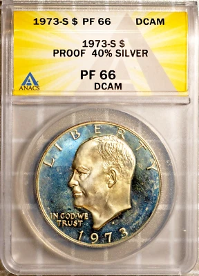 1973-S AG $1 Eisenhower PF 66 DCAM ANACS # 7351522 + Bonus - Image 1 of 2