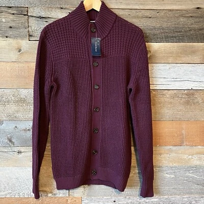 Suéter Grueso Club Room Para Hombres Pequeño S Cárdigan Tejido Gofre Cuello Simulado Manga Larga Foto 1 de 4