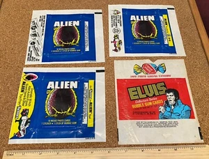 VINTAGE 1978 DONRUSS ELVIS PRESLEY TOPPS ALIEN TRADING CARD WAX WRAPPERS LOT VGC - Picture 1 of 3