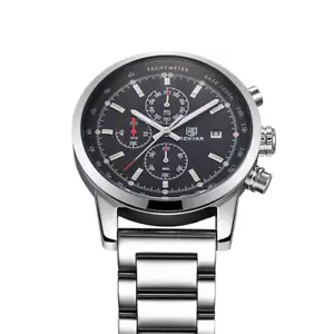 Full Steel Quartz Waterproof Sport Wristwatch For Mens Chronograph Watches - Picture 1 of 15