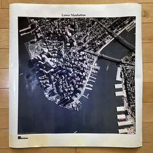 Lower Manhattan Aerial Photo Before 9/11 Twin Towers In Tact 22”x23” - Picture 1 of 9