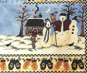 Trio of Snowmen Vest Debbie Mumms the Word Cut & Sew Printed Cloth c1996 S-XL - Picture 1 of 5