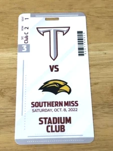 Troy vs Southern Miss 10/8/2022 - Laminated Stadium Club Football Ticket/Pass - Picture 1 of 4