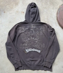 Billabong Vintage Y2K Skateboard Hoodie XLarge Thrashed Brown Cyberpunk - Picture 1 of 8