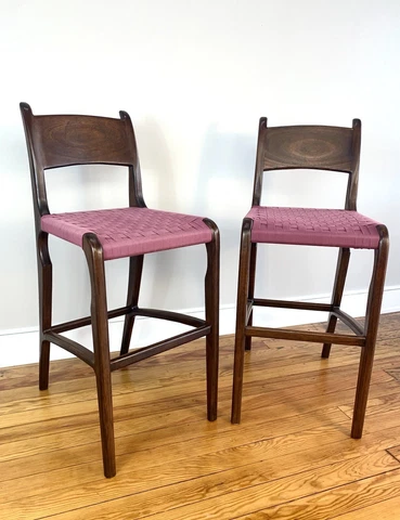 Pair of Walnut Danish Mid Century Modern Stools Cover