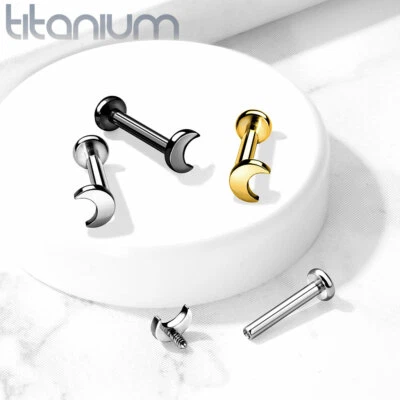 Implant Grade titanium Internally Threaded Crescent Moon Labret Ear Cartilage  - Image 1 of 4
