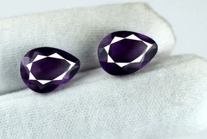 Birne Violett Amethyst Edelstein Paar 100 % natürlich 11-13 Ct zertifiziertes Hochzeitsgeschenk - Bild 1 von 8