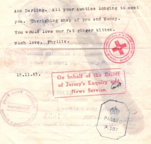 GB Channel Is WW2 RED CROSS Message 1943 Wigan WALLGATE Jersey *BAILIFF* MAX144 - Picture 1 of 8