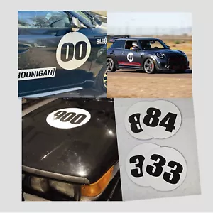 Custom Number Circle 8" 10" 12" Glossy Matte Sticker / Magnet Car Racing Door x2 - Picture 1 of 12
