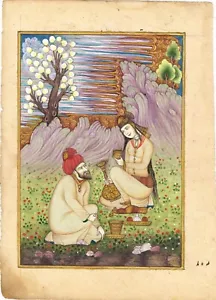 Persian Miniature Painting Of Persian Love Scene Art On Paper 6.5x9 Inches - Picture 1 of 5