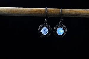 Natural Moonstone Gemstone Drop/Dangle Earrings 925 Sterling Silver For Girls - Picture 1 of 12