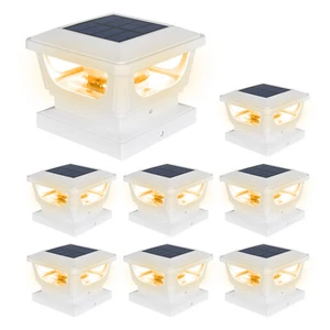 2-12x Luces LED de poste de cubierta con energía solar Tapa de jardín Lámparas cuadradas de valla de paisaje - Imagen 1 de 24