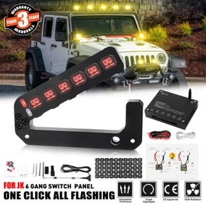 Fit 2007-2018 Jeep Wrangler JK Grab Handle 6 Gang Wireless Switch Panel Strobe - Picture 1 of 10