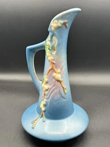 Roseville Blue 1940s Vintage Art Pottery Ceramic Pitcher Ewer ITK-10 - Picture 1 of 10