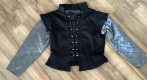 Elizabethan Renaissance Tudor Black Twill Doublet Detachable Sleeves, Size XL - Picture 1 of 1