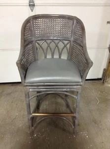 Frontgate Sydney Rattan Swivel Wicker BAR Stool Kitchen 30" Seat Height Grey - Picture 1 of 5