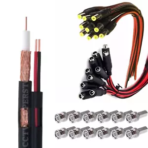 Cable siamés 250 ft/500/1000 ft RG59 18/2 20 AWG conector CCTV coleta kit negro - Imagen 1 de 6