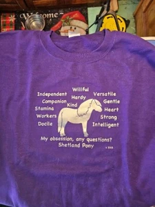 Shetland Pony Obsession, Questions? Sweatshirt Size 2XL purple with silver SALE - Bild 1 von 3