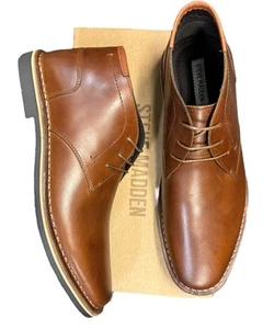 Steve Madden Sz 11 Shoes Harken Chukka Cognac Brown Leather Ankle Boots New - Picture 1 of 5