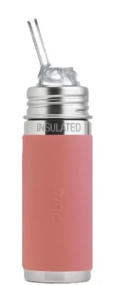 Botella aislante de acero inoxidable Kiki 9 oz/260 ml con pajita y funda de silicona, 1... Foto 1 de 4