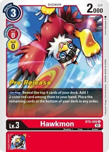 Foil Hawkmon BT8-009 U Nuevas Tarjetas de Prelanzamiento Despertar Digimon Juego de Cartas Coleccionables - Imagen 1 de 2