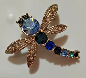 Blue Rhinestone DRAGONFLY Pin - Picture 1 of 3