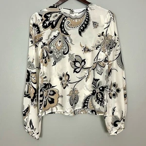 Carolina Herrera Damenbluse 100 % Seide Größe 8 Paisley leichter Designer - Bild 1 von 7