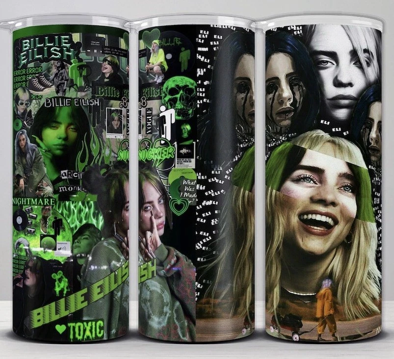 Billie Eilish Custom 20oz Stainless Steel Tumbler Cup Inspired Singer - Image 1 of 1