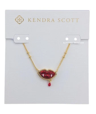 Новый 100% KENDRA SCOTT красный опал вампир кромки клыки подвеска золотая цепочка ожерелье - Изображение 1 из 4