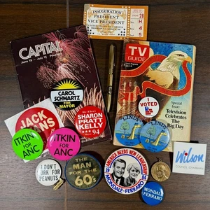 D.C Politics Lot Jfk Pin Carter Pins Ford Pen Tv Guide Nixon Capital Magazine - Picture 1 of 8