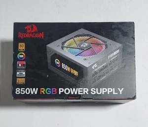 ReDragon RGB 850 Watt ATX Power Supply 80+ Gold, RED-850W PSU850RBBK (SEALED) - Photo 1/3