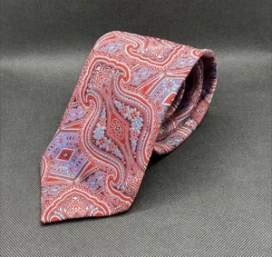 NUEVO CON ETIQUETAS - Abanico Ermenegildo Zegna Rojo Oscuro, Corbata de Seda Paisley para Hombres Hecha en Italia 59" - Imagen 1 de 3