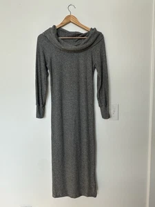 Elan Womens Gray Medium Silver Glitter Long Sleeved Maxi Dress - Picture 1 of 5