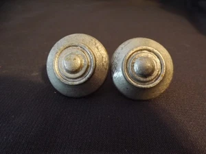 2 VTG METAL KNOBS 1.5"W gray silver color MARKED 1976 #496 - Picture 1 of 4