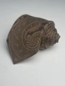 Ralph Lauren Purple Label Tie Paisley Brown Cashmere Silk Necktie Handmade Italy - Picture 1 of 10