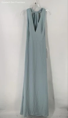 Vestido maxi feminino novo com etiquetas Jill Jill Stuart azul sem mangas gola V zíper nas costas tamanho 6 - Imagem 1 de 4