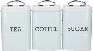 Living Nostalgia Stahl Tee Kaffee und Zucker Vorratsdosen - Vintage Blau - Bild 1 von 9