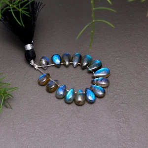 15 Pcs 23 Cts Natural Labradorite Teardrop Gemstone Briolette 5x7-5x10mm#12814 - Picture 1 of 7