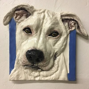 American Staffordshire Terrier Pit Bull Dog Ceramic Tile In Stock Pet Portrait - Picture 1 of 4