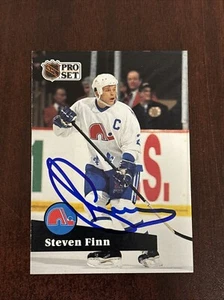 1991-92 Pro Set Steven Finn #204 AUTO Quebec Nordiques AUTOGRAPH Signed - Picture 1 of 2