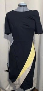 WHBM Color Block sheath CAREER Dress size 2 yellow black white house black.. - Picture 1 of 3