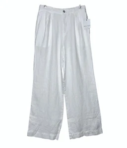 Bella Dahl Linen Wide Leg Pants Women's 30x32 White Pleated Coastal Minimalist - Picture 1 of 21