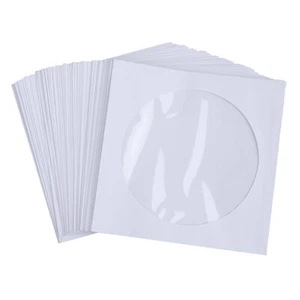10/50PCS CD DVD Disc Paper Sleeves Envelopes Storage Clear Window Case Flap - Picture 1 of 14