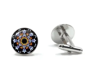 CHARM MANDALA ART CUFFLINK YOGA ZEN BUDDHISM OM HENNA CABOCHON GIFT - UK SELLER - Picture 1 of 1