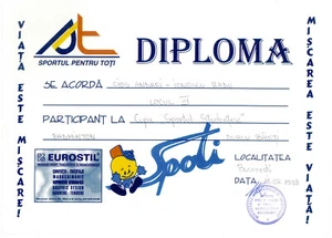 Rumänien, 1998, Rumänischer Badmintonverband Diplom - Bild 1 von 1
