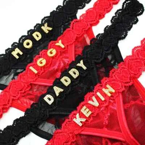 Personalisiertes Tanga Mit Spitzendekor Und Namen Baumwolle Geschenkidee - Bild 1 von 9